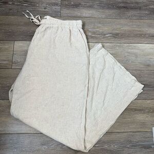 Indero Beige Linen-Blend Wide Leg Pants Sz XL